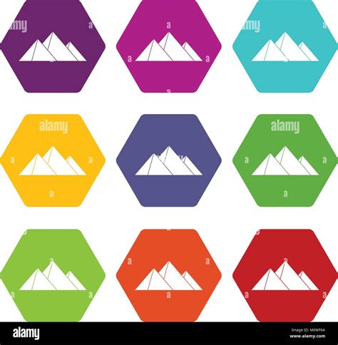 Pyramids Icon Set Color Hexahedron Stock Vector Image Art Alamy