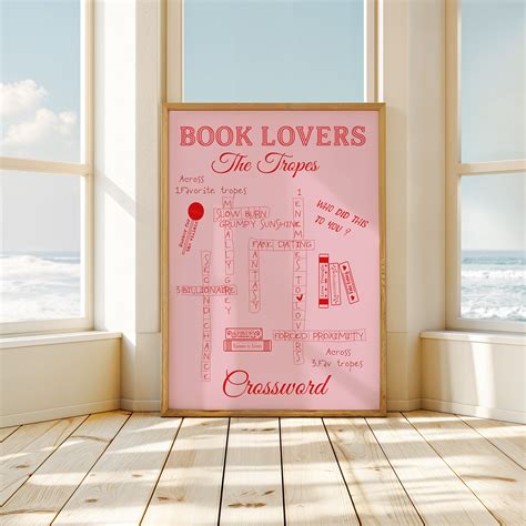 Book Lovers the Tropes Crossword Pink and Red Digital Download Print - Etsy