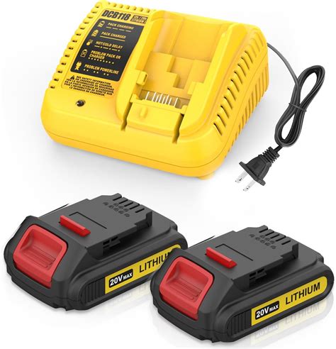 Ahomtikk 2pack 20v Max Battery Replacement For Dewalt 20v Battery 35ah With Dcb118 Charger