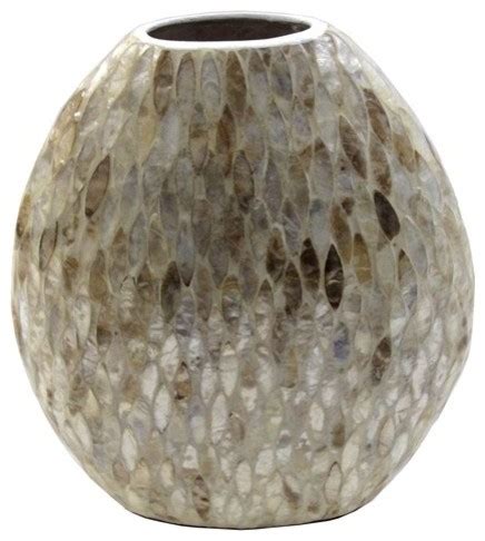 Gold Capiz Shell Ceramic Vase X X Transitional