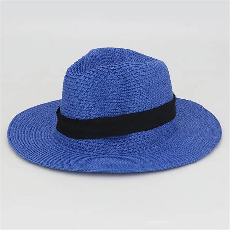 Women Wide Brim Straw Panama Roll Up Hat Fedora Beach Sun Hat Upf