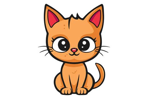 Cute Cat Clipart Vector Illustration Cartoon Kitten Icon And Logo Fun Kitty Sticker Design