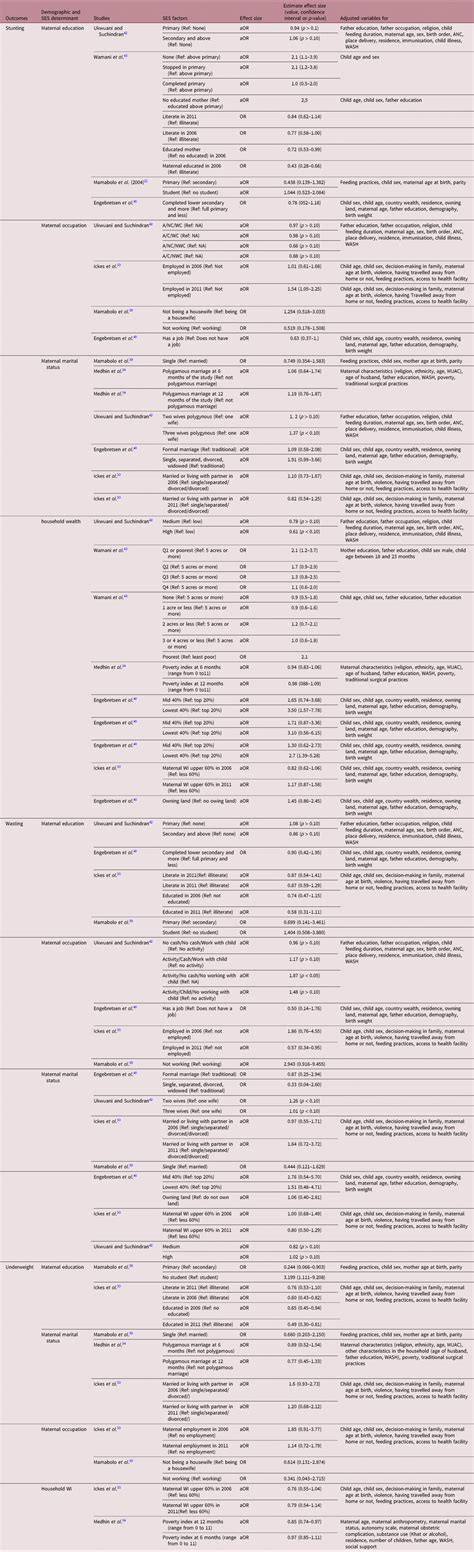 The Association Between Household Socio Economic Status Maternal Socio