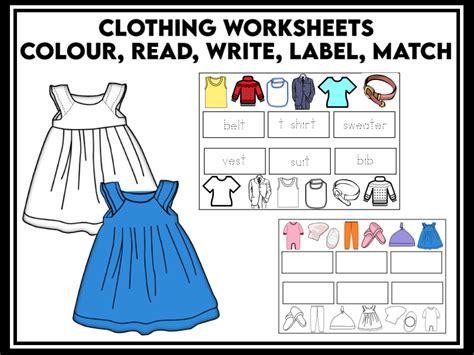 Clothes Label Colour Match Worksheets Teaching Resources