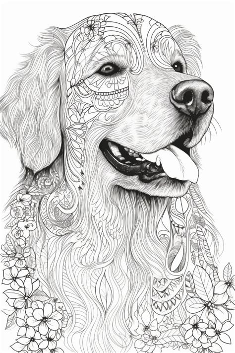 30 Golden Retriever Colouring Pages Amazing Patterns Adult Colouring