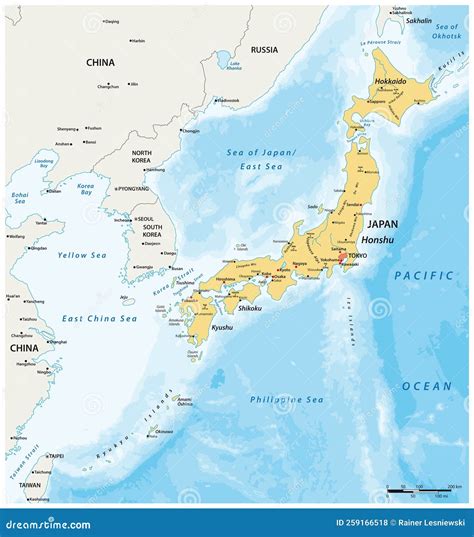 Vector Map Of Asian Island State Japan Stock Vector Illustration Of