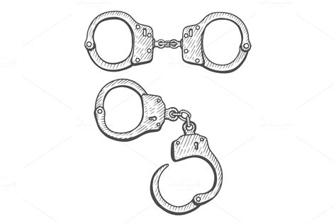 Handcuffs Hand Drawn Engraving How To Draw Hands Handcuffs Drawing Handcuffs