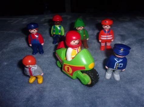 LOT DE PERSONNAGES Playmobil 123 Moto Police Policier EUR 9 99