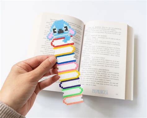 Cute Bookmark Pixel Art Hama Perler Beads Stationery Bookworm Back To School Bookmark Etsy