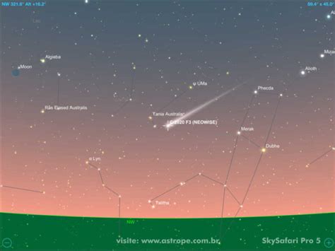 Cometa C 2020 F3 NEOWISE no céu do Brasil em julho de 2020