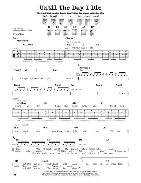 Until The Day I Die By Story Of The Year Guitar Lead Sheet Guitar