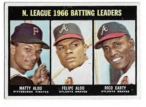 1967 Topps Baseball Card 240 NL Batting Leaders Matty Alou Felipe Alou