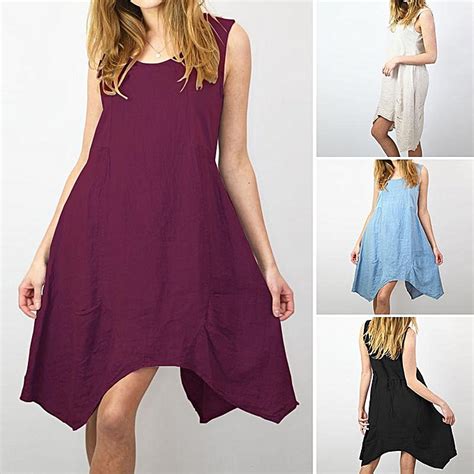 Buy Fashion ZANZEA Women Summer Short Cotton Sundress A Line Flare