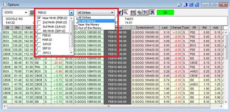 Esignal Option Chain Window Basics Esignal Knowledge Base