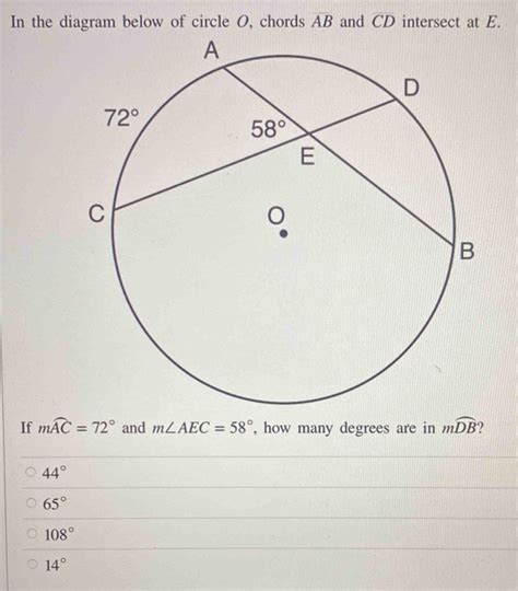 Solved In The Diagram Below Of Circle O Chords Overline Ab And