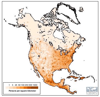 North America Population Density, 1995 - World | ReliefWeb