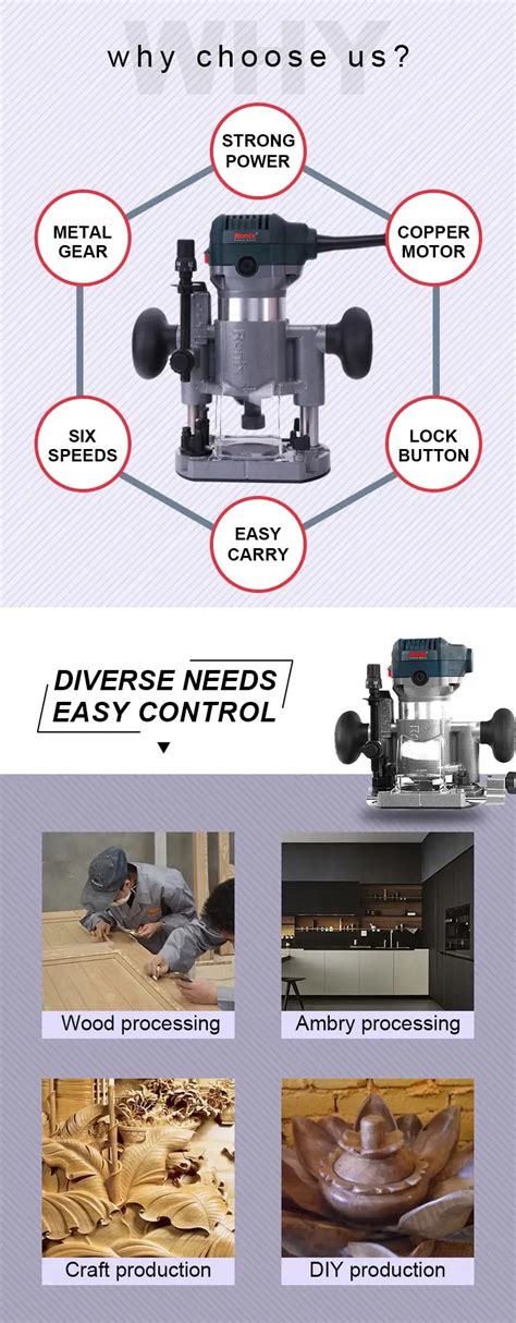 Ronix Model Electric Compact Wood Router Trimmer V W