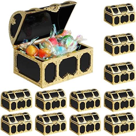 Toyvian 12pcs Pirate Treasure Chests Plastic Candy Storage