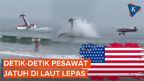 Video Detik Detik Pesawat Jatuh Dan Terbalik Di Laut Lepas Pantai As