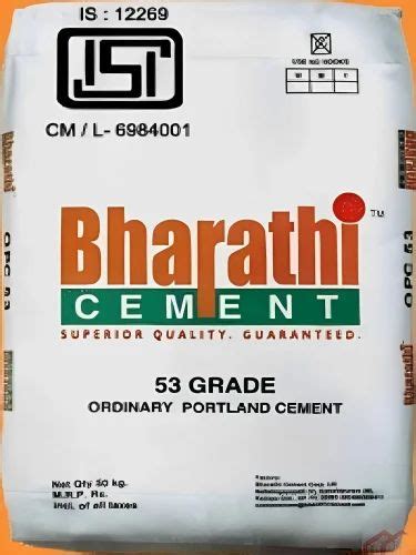 Bharathi Grade 53 OPC Cement At Rs 380 Bag Kil Ayanambakkam Chennai