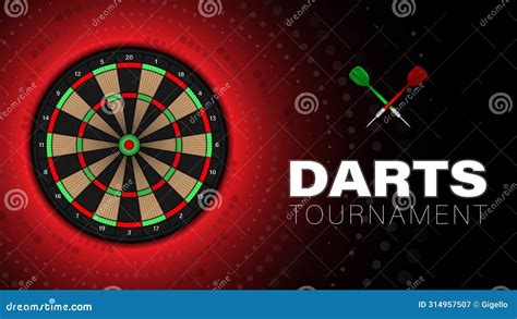 Darts Tournament Dart Throwing Board With Arrows Vector Illustration