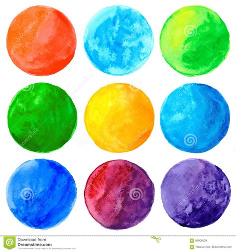 Watercolor Hand Painted Circle Shape Design Elements Stock Vector