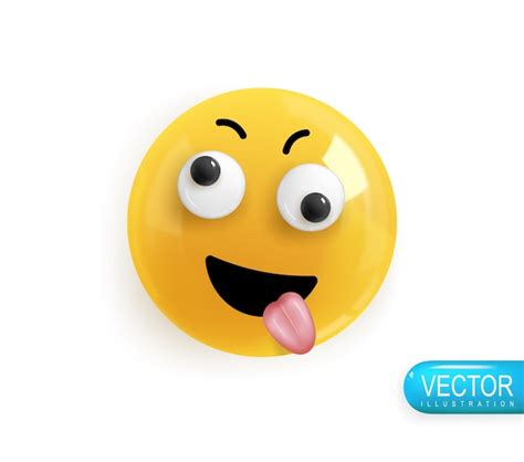 Emoji Rosto Tonto Com Felicidade Design 3d Realista Emoticon ícone De