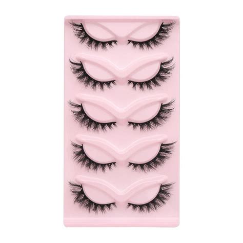 Clearance 5 Pairs GROINNEYA Cat Eye Lashes 3D Lashes Natural Curling