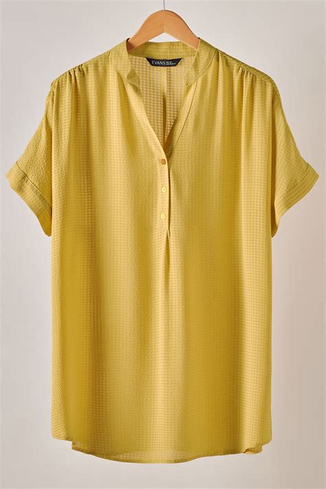 Evans Plus Size Mustard Yellow Woven Check Blouse Evans