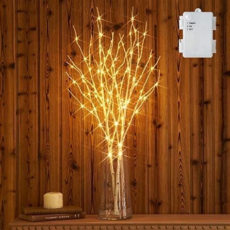 Eambrite Home Decorative Twig Lights Lighted White Birch Twig Branches