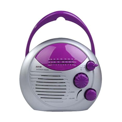 SAYIN AM FM Radio Shower, Waterproof Radio for Bathroom, Hanging Purple ...