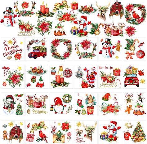 Glenmal 24 Sheets Christmas Rub On Transfers For Crafts And Furniture