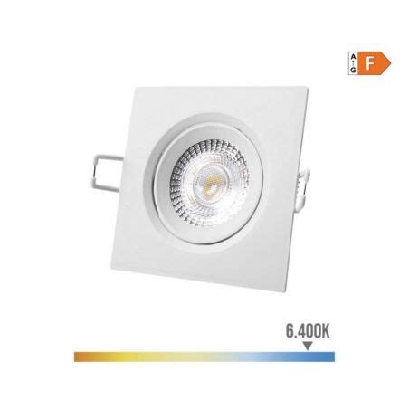 Downlight Led Empotrable Cuadrado W K Luz Fria Marco Blanco X Cm Edm