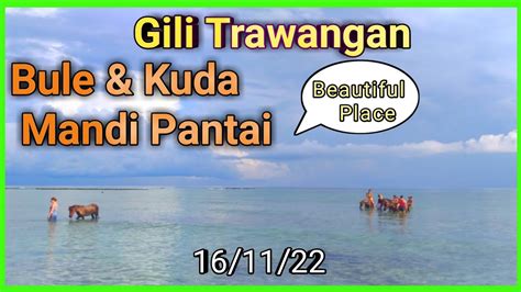 Suasana Gili Trawangan Bule Mandi Pantai Bersama Kuda Youtube