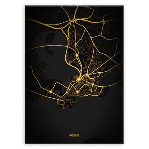 Plakat Metalowy Mapa City Lights Poole M Murrano