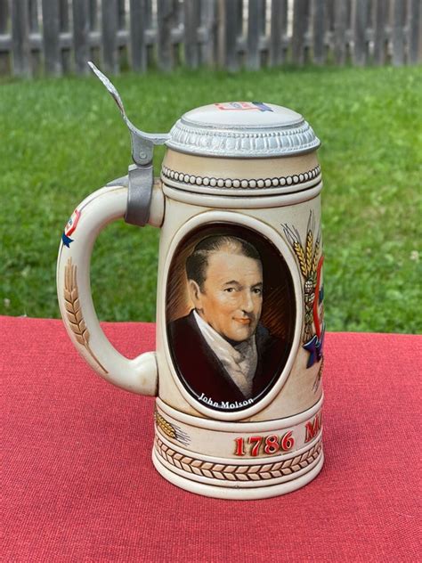 Vintage 1786 1986 John Molson Beer Stein With Lid Ceramic Etsy