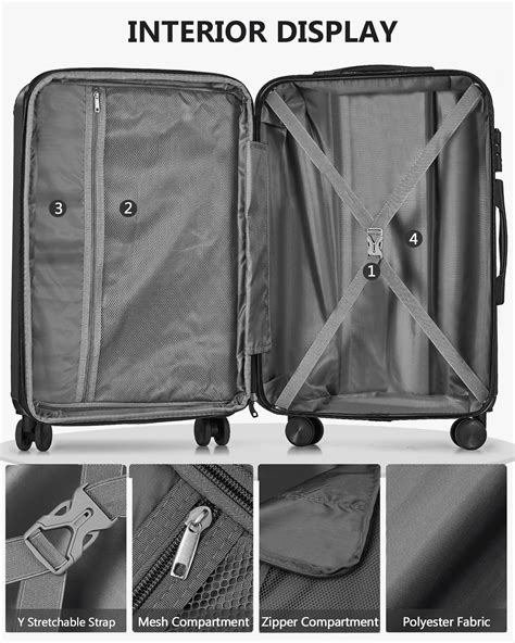 3 Piece Expandable Luggage Sets With Spinner Wheelsabs Hard Suitcases With Tsa Lock Travel