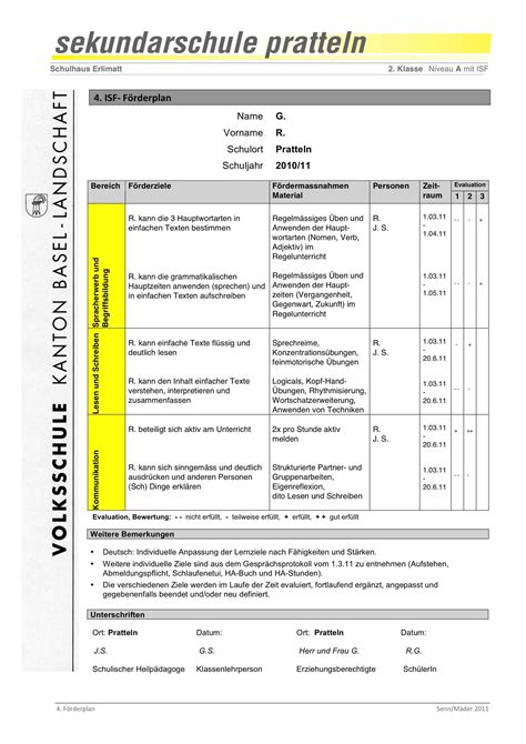 Foerderplan Beispiel Sekundarstufe