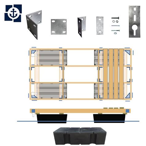 Multinautic Medium Freeboard Floating Wood Dock Kit For Up To Sq