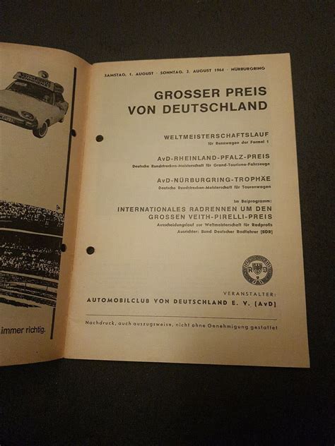 Programm Grosser Preis Deutschland N Rburgring Programmheft Ebay