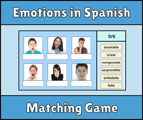 Emotions in Spanish Matching Game 1 | Spanish Level