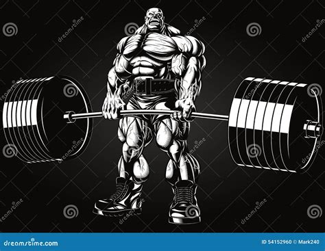 Bodybuilder With A Barbell Stock Vector Illustration Of Iron 54152960