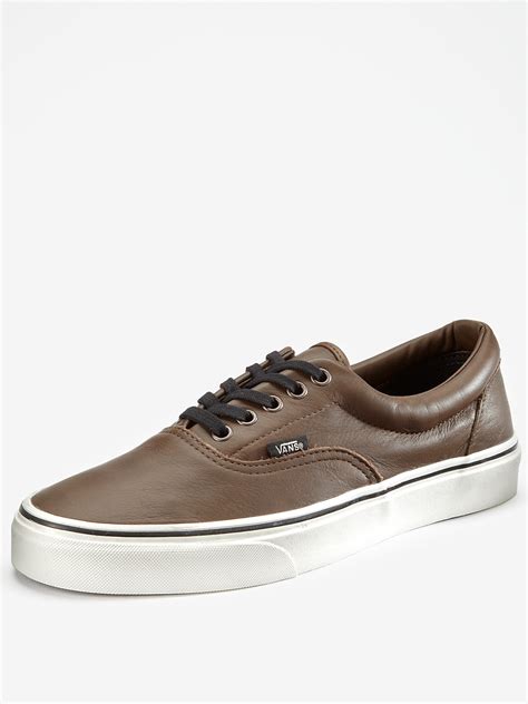 Vans Vans Era Aged Leather Mens Plimsolls In Brown For Men Lyst