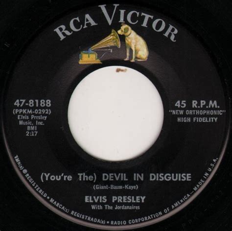 Elvis Presley With The Jordanaires You Re The Devil In Disguise 1963 Vinyl Discogs