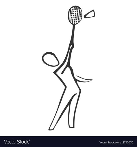 Badminton player sketch style Royalty Free Vector Image