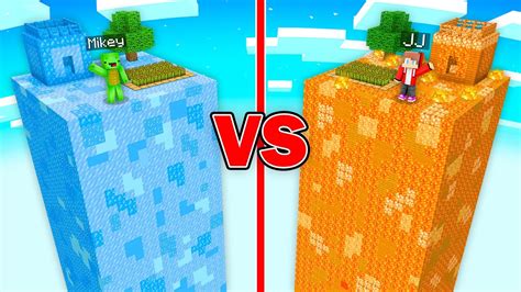 Mikey ICE Vs JJ LAVA Chunk Survival Battle In Minecraft Maizen