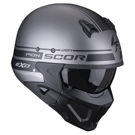 Motorradhelm Scorpion Covert X Tussle Silver Black Matt Auf Lager