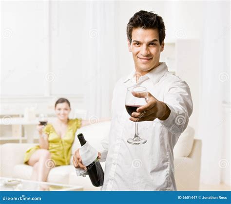 Man Offering Glass Of Red Wine Stock Image Image Of Hispanic Food