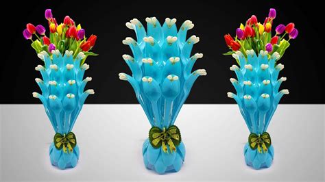 Plastic Spoons Craft Ideas Flower Vase From Plastic Spoons Best Out