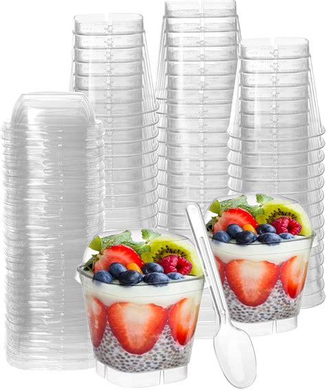 Foraineam Pcs Oz Thick Plastic Dessert Cups With Lids And